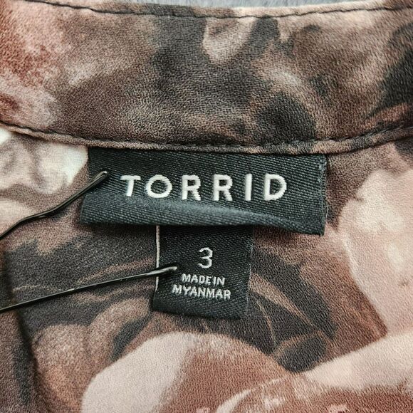 Torrid Floral Georgette Top Women Plus 3X Romantic Bow Tie Blouse Boho Fall - Picture 6 of 11